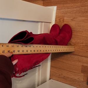 Sz 8 WW Knee High Red Platform Heel